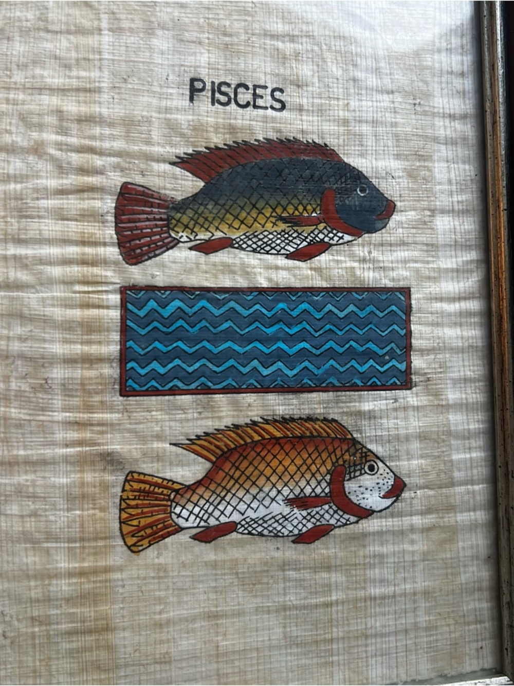 Vintage 1985 Pisces Astrology Framed Art on Rice Paper – Dury’s Nashville - Picture 4 of 8